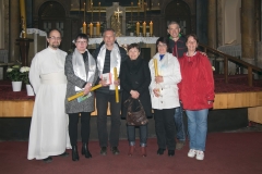 Novokřtěnci s kmotry a P. Řehořem